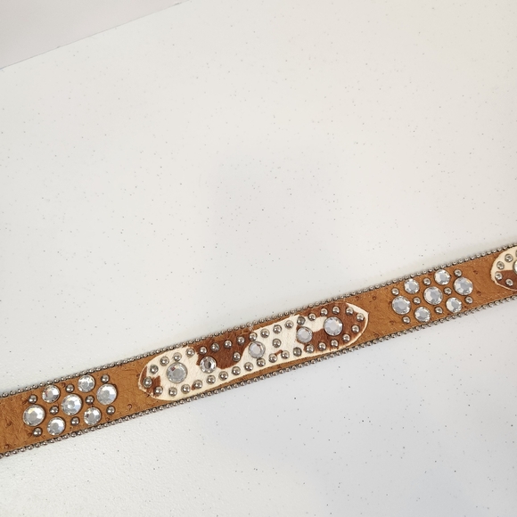 Womens Cowgirl Western Belt Bling Rodeo Western Boho Bohemian Leather Brown y2k - Picture 5 of 10